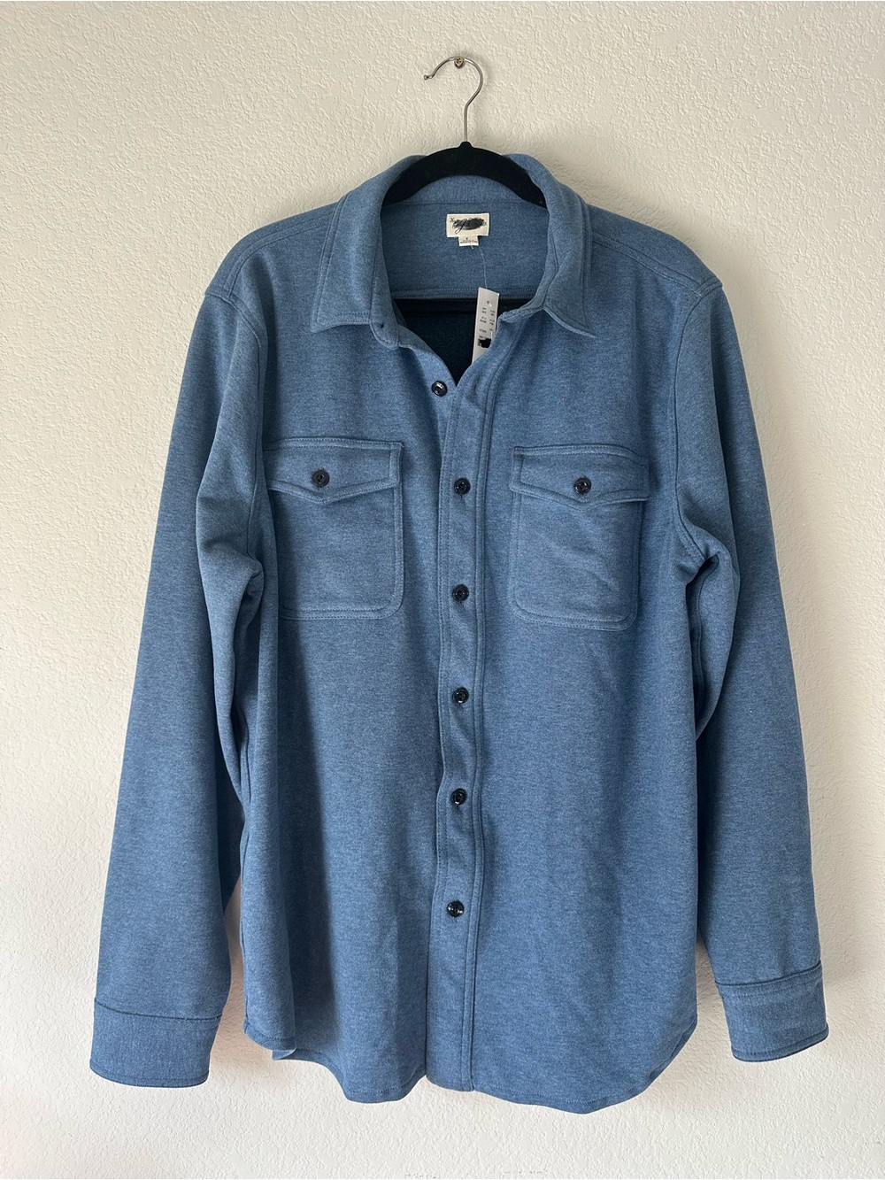 J. Crew Men's Seaboard soft-knit shirt Blue Shirt Jacket size L